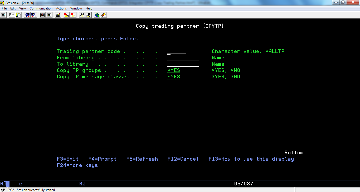 EXTOL Integrator Command Copy trading partner - CPYMC screenshot