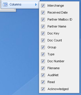 EXTOL VAN Document Manager Grid Options Screenshot