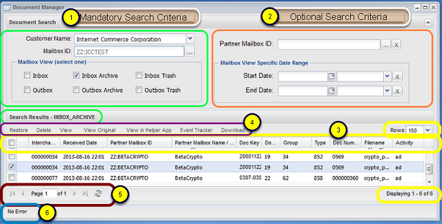 EXTOL VAN Document Manager Main Screen Screenshot