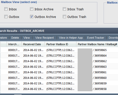 EXTOL VAN Document Manager outbox archive with mailbag number Screenshot