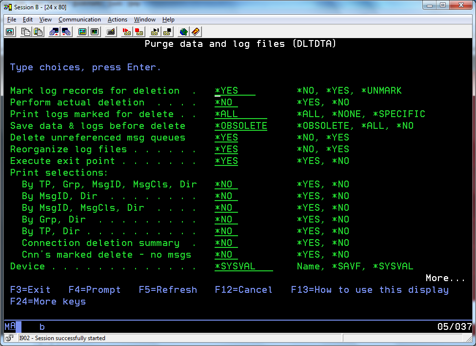 CLEO Integrator Command DLTDTA Delete Data Purge data and log files screenshot 1