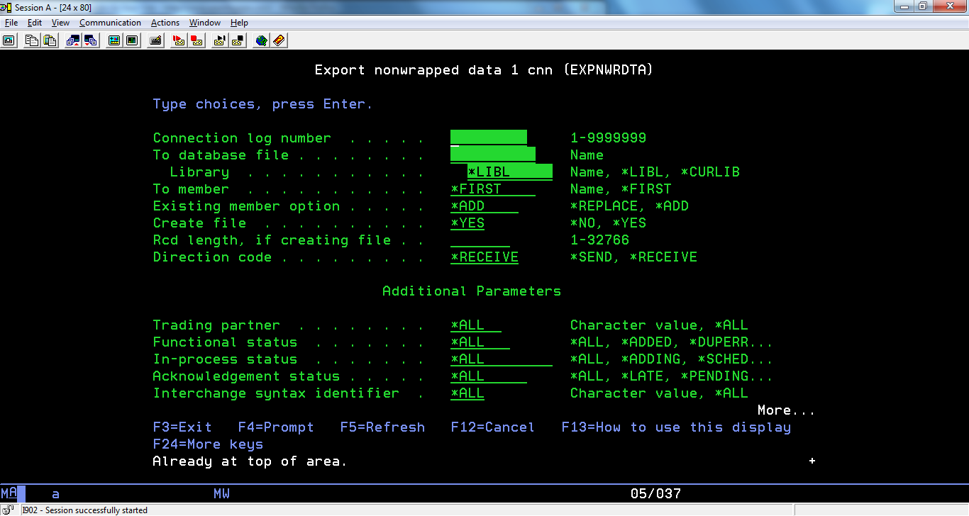 Cleo EXTOL Integrator Command EXPNWRDTA Export Nonwrapped EDI Data screenshot 1