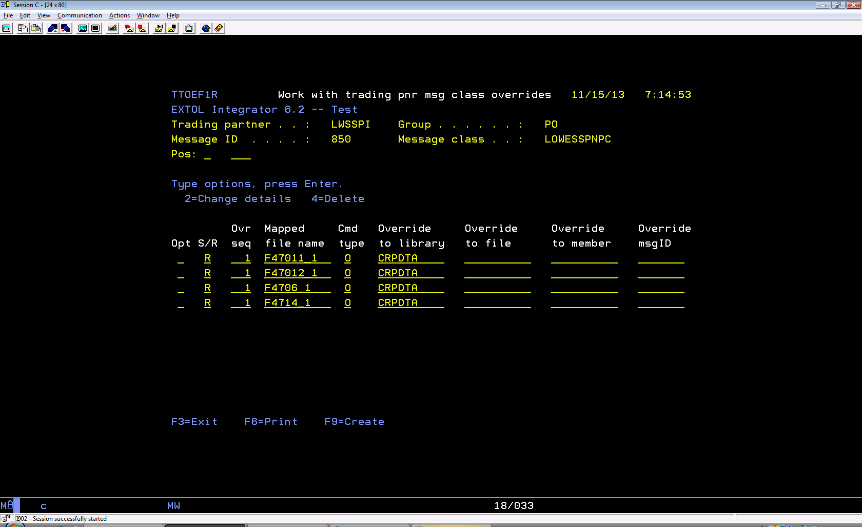 Extol Trading partner Message Class Override Tables